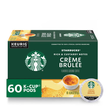 Starbucks K-Cup Coffee Pods, Crème Brûlée Flavored Coffee, Naturally Flavored, 100% Arabica, 6 Boxes (60 Pods Total)