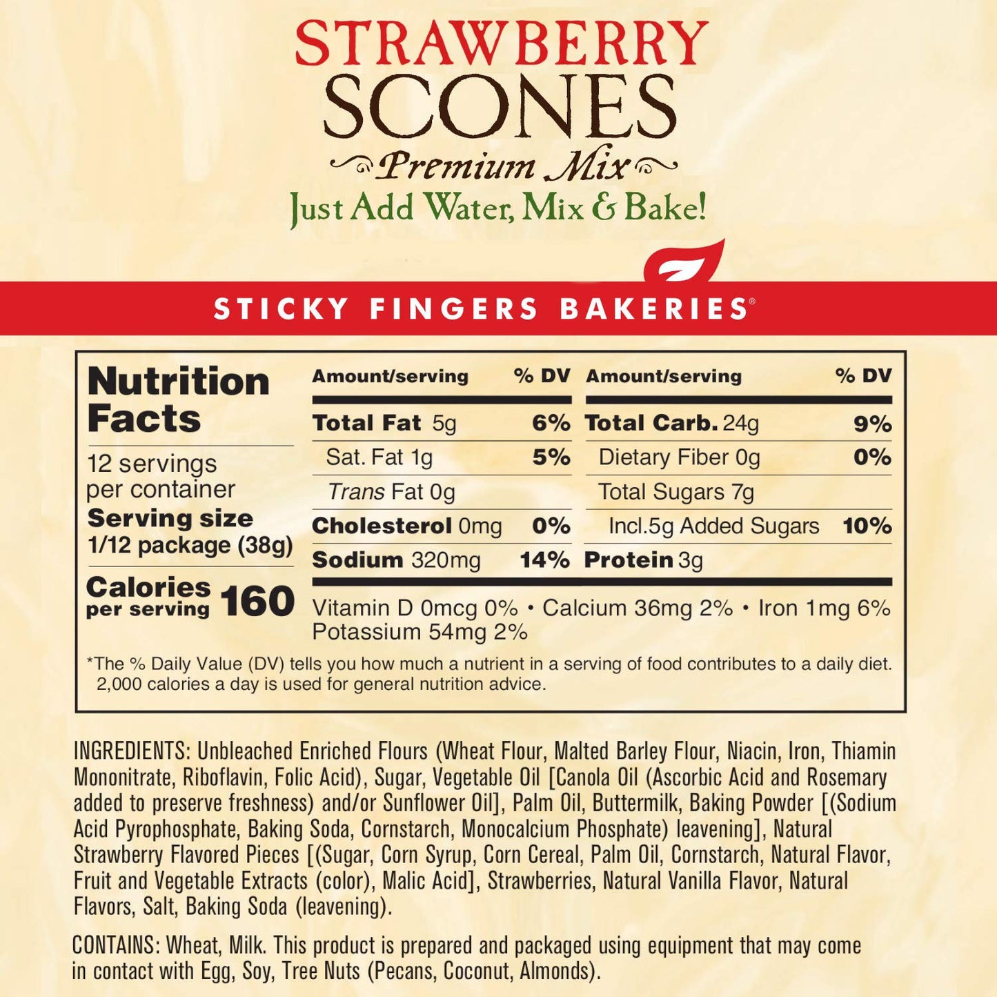 Sticky Fingers Strawberry Scone Mix 16oz
