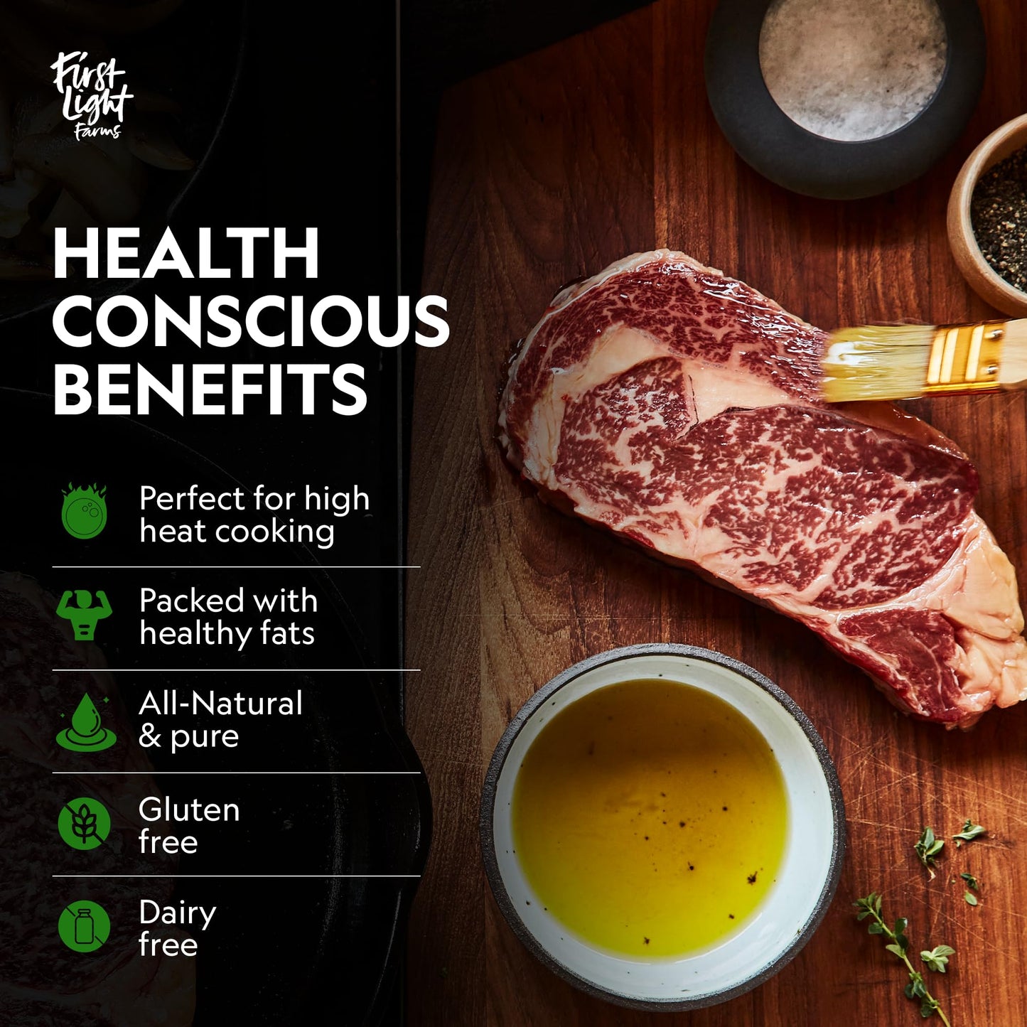 First Light Wagyu Beef Tallow | 100% Grass-Fed, 14oz Glass Jar | Gluten-Free, Dairy-Free, Perfect for Keto & Whole30