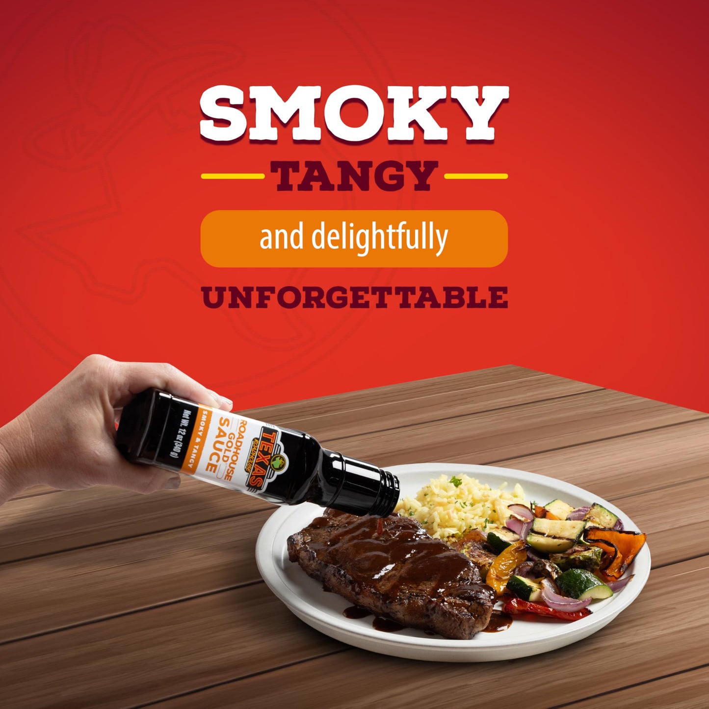 Texas Roadhouse Gold Sauce, 12 oz – Perfect Steak Marinade & Dipping Sauce with Vinegar, Apple Butter & Soy Sauce