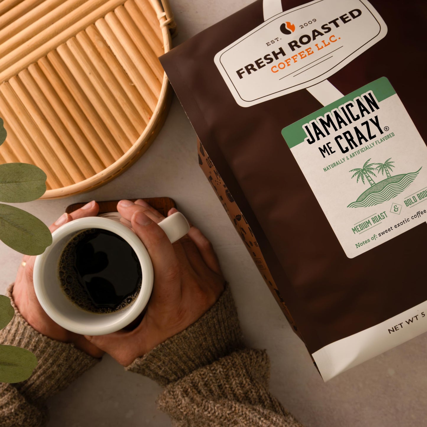 Fresh Roasted Coffee Jamaican Me Crazy Flavored, Ground Medium Roast, 80 Ounce (Pack of 1), Kosher