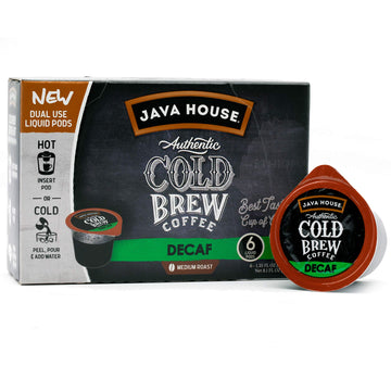 Java House Authentic Cold Brew Coffee, Decaf, K-Cup Coffee Pods, Medium Roast (6 Count)