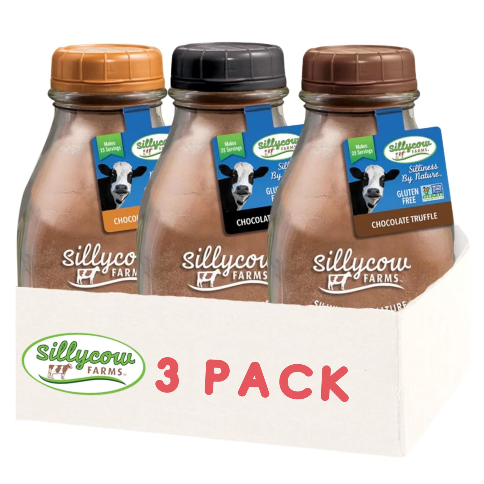 Sillycow Farms Hot Chocolate Variety Pack - Chocolate Chocolate, Chocolate Truffle, Chocolate Moo-Usse | Gluten Free, Non Gmo, P