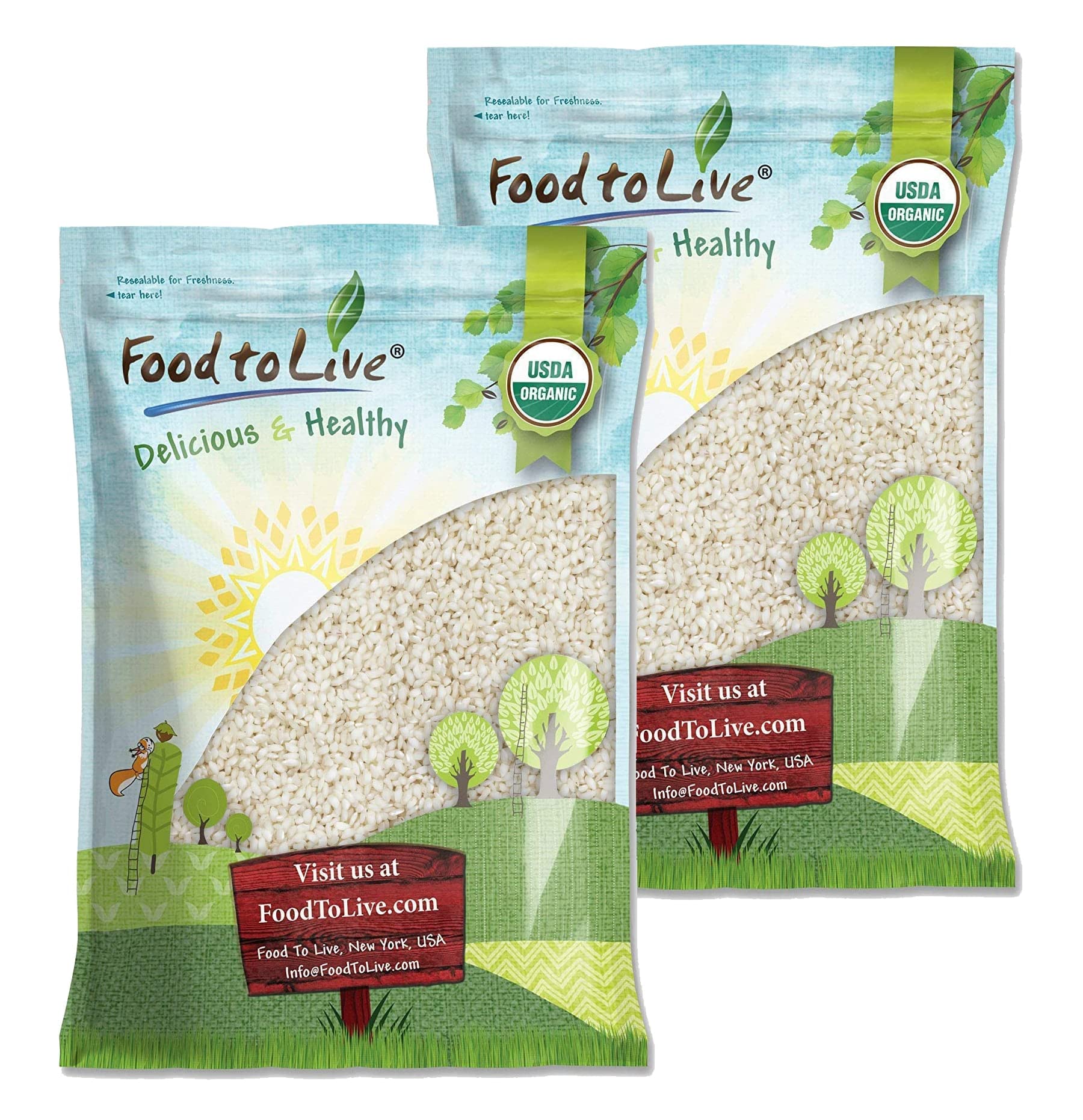 Food to Live Organic Arborio Rice, 20 Pounds Non-GMO, Short-Grain White Rice Variety, Superfino, Vegan, Kosher, Bulk. Creamy Tex