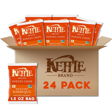 Kettle Brand Potato Chips, Backyard Barbeque Kettle Chips, Snack Bag, 1.5 Oz (Pack Of 24)