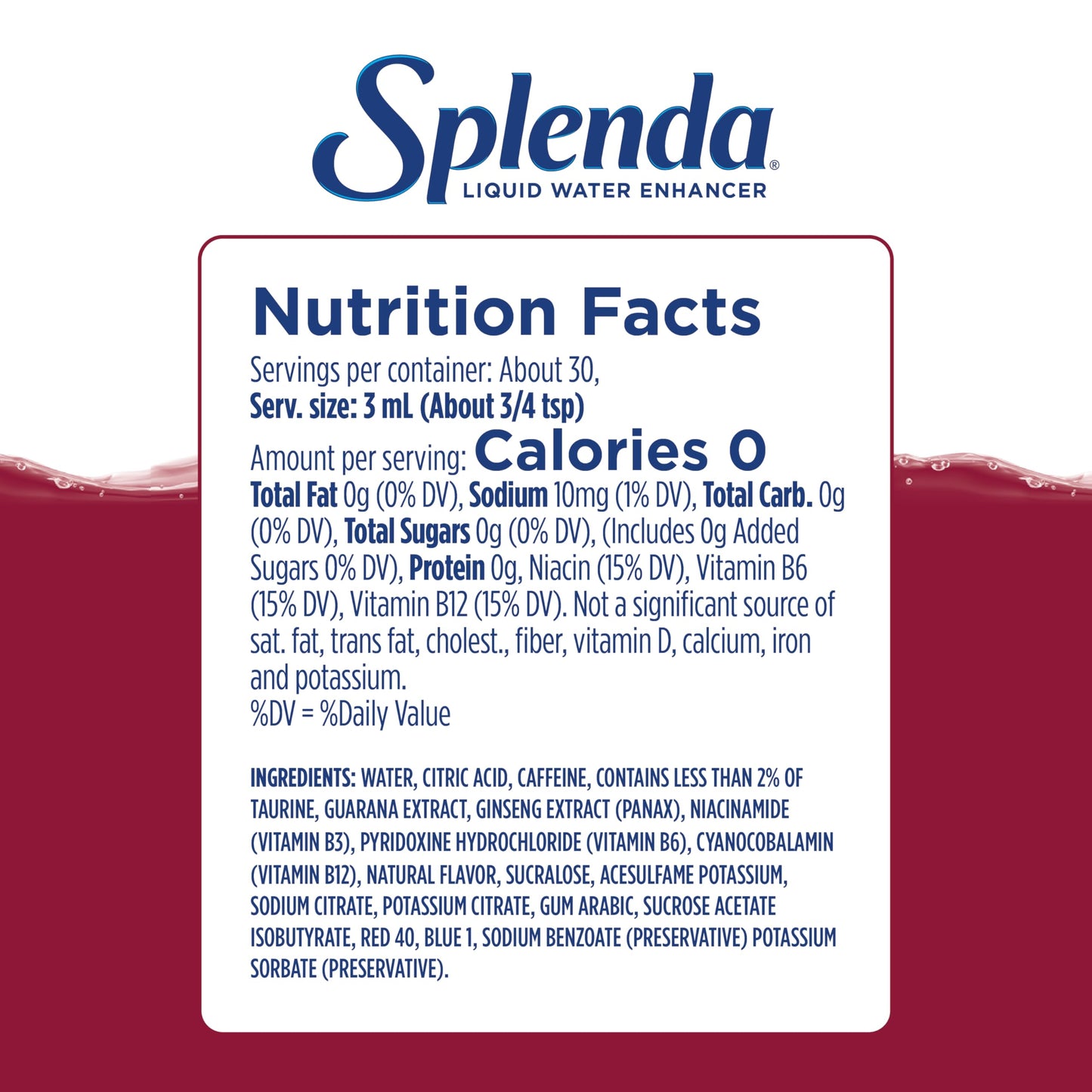 SPLENDA Energy Liquid Water Enhancer Drops, Sugar Free, Black Cherry, 3.11 Fl Oz Each, 2 Pack