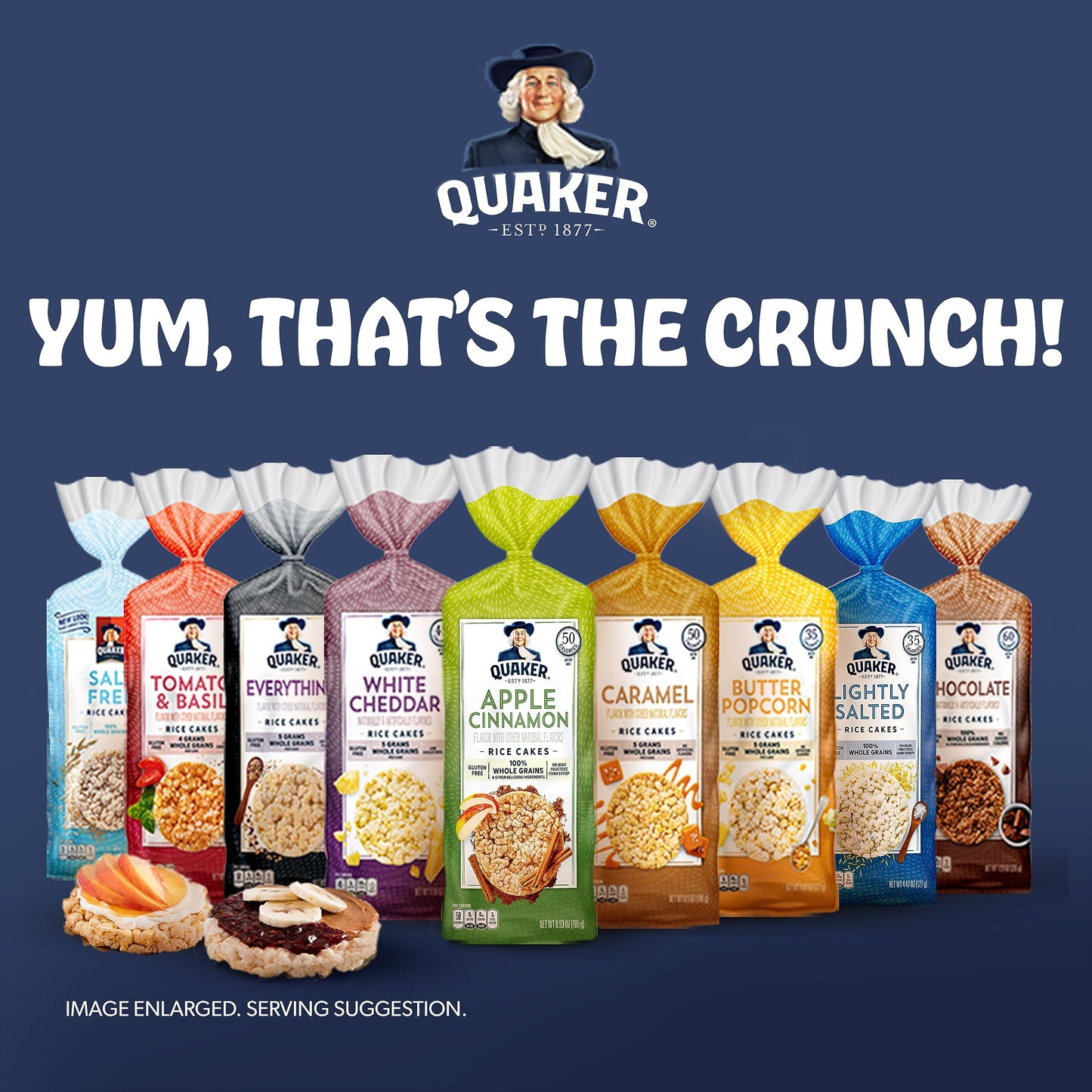 Quaker Large Rice Cakes, 3 Flavor Topper Variety Pack, Pack Of 6