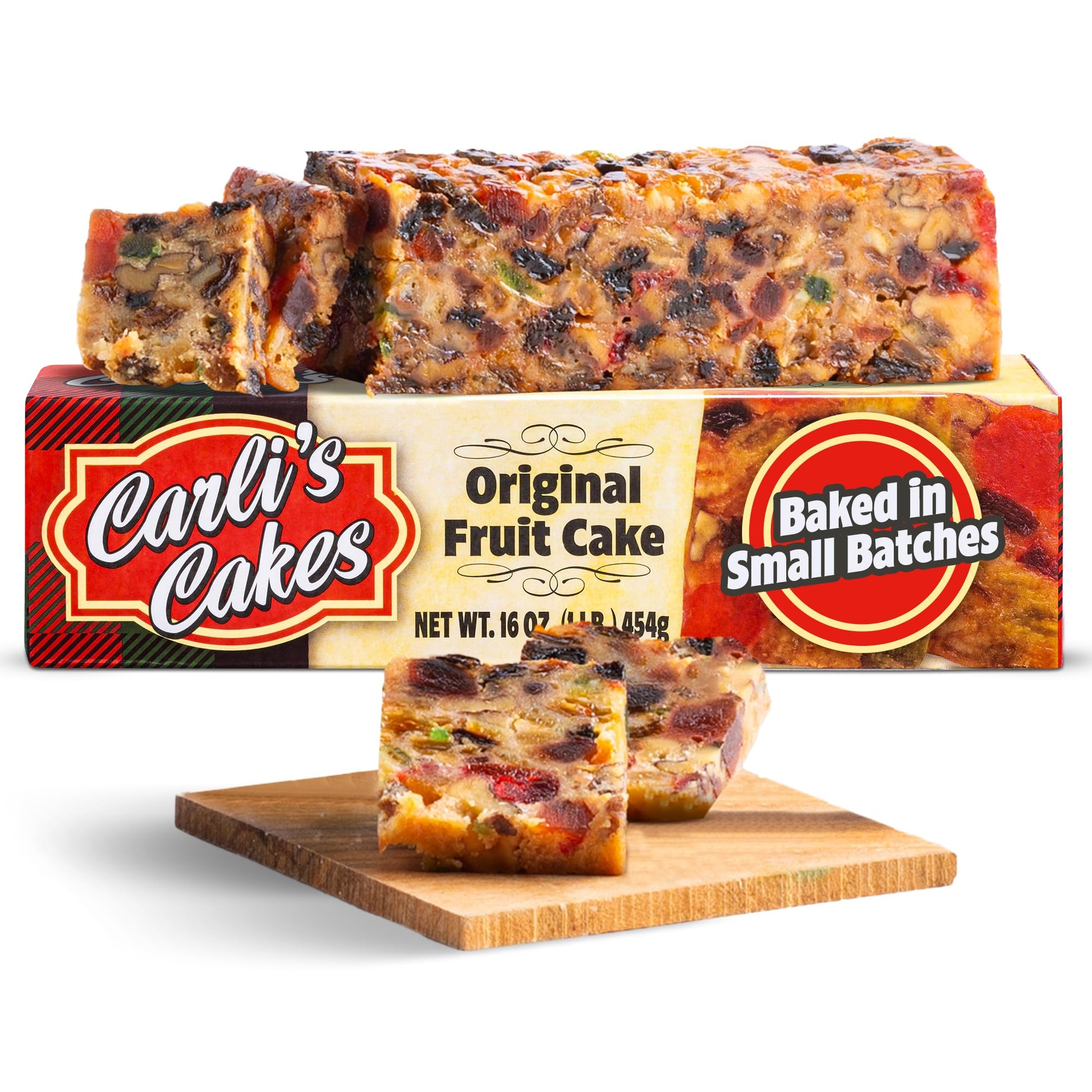 Carlis Cakes Fruitcake - Made with Finest Fruits & Nuts - 1lb Individually Wrapped for Freshness