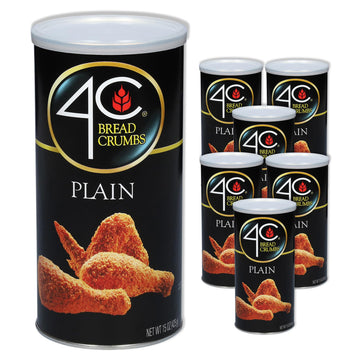 4C Premium Bread Crumbs, Plain 15 Ounce, Regular & Gluten Free, Flavorful Crispy Crunchy, Value Pack (15 Ounce (Pack of 6), Plai