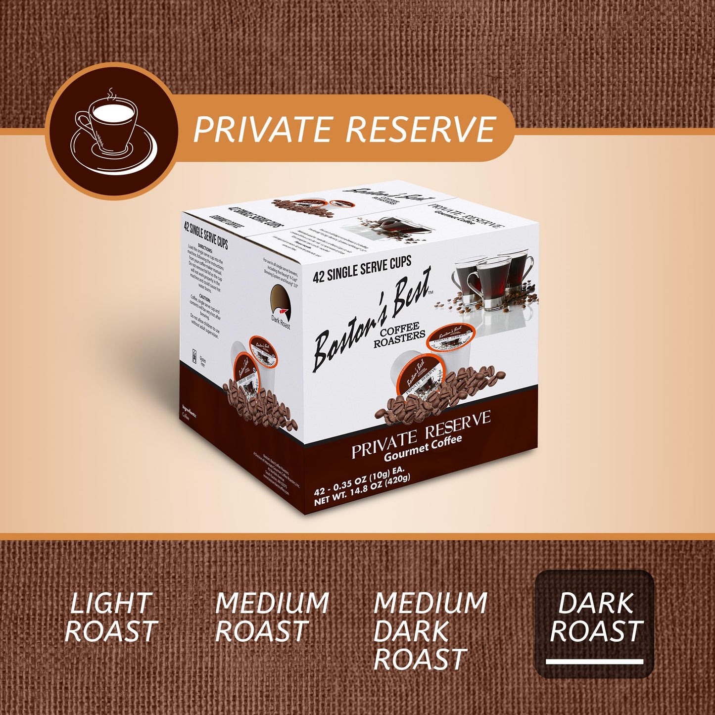 Bostons Best Single Serve K-Cup Coffee, Private Reserve, 42 Count, Compatible with 2.0 Keurig malt-inspired