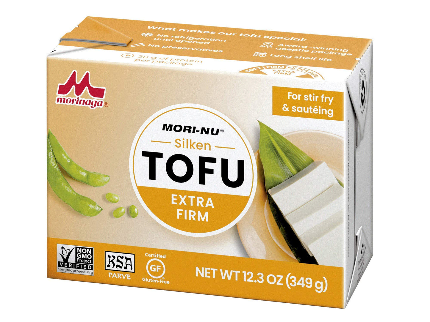 Mori-Nu Silken Tofu Extra Firm | Velvety Smooth And Creamy | Low Fat, Gluten-Free, Dairy-Free, Vegan, Made With Non-Gmo Soybeans, Ksa Kosher Parve | Shelf-Stable | Plant Protein | 12.3 Oz X 3 Packs