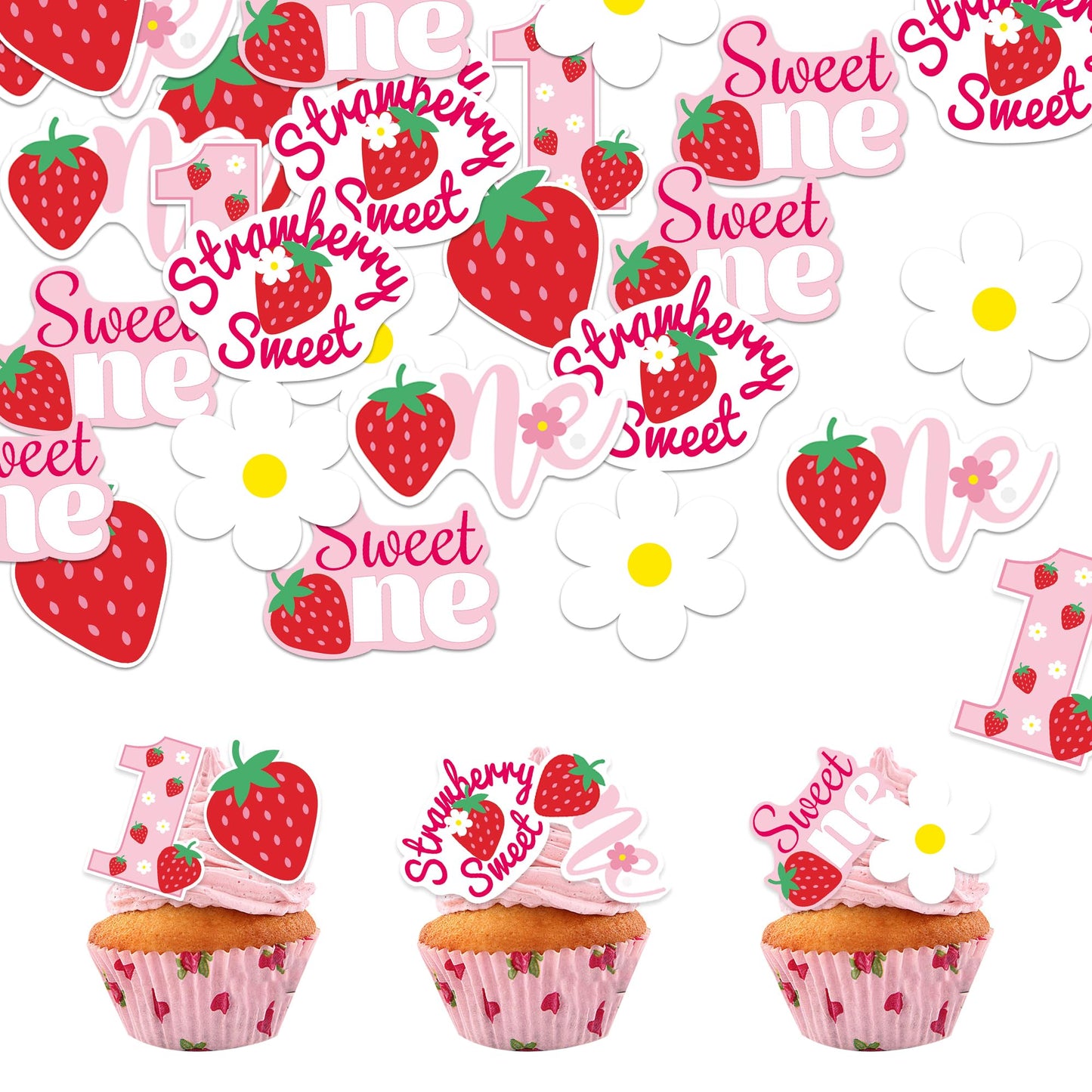 Foowztao 42Pcs Strawberry Cupcake Toppers, Edible Wafer Paper, Small, Picture15