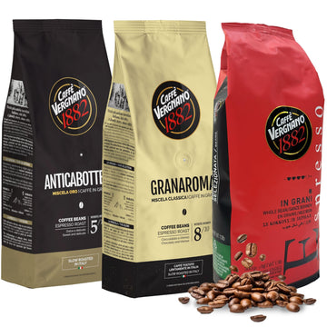 Caffe Vergnano 1882 Granaroma, Espresso, & Antica Bottega Whole Bean Arabica Medium Espresso Roast Coffee, 1.1lbs Bag - Italian 