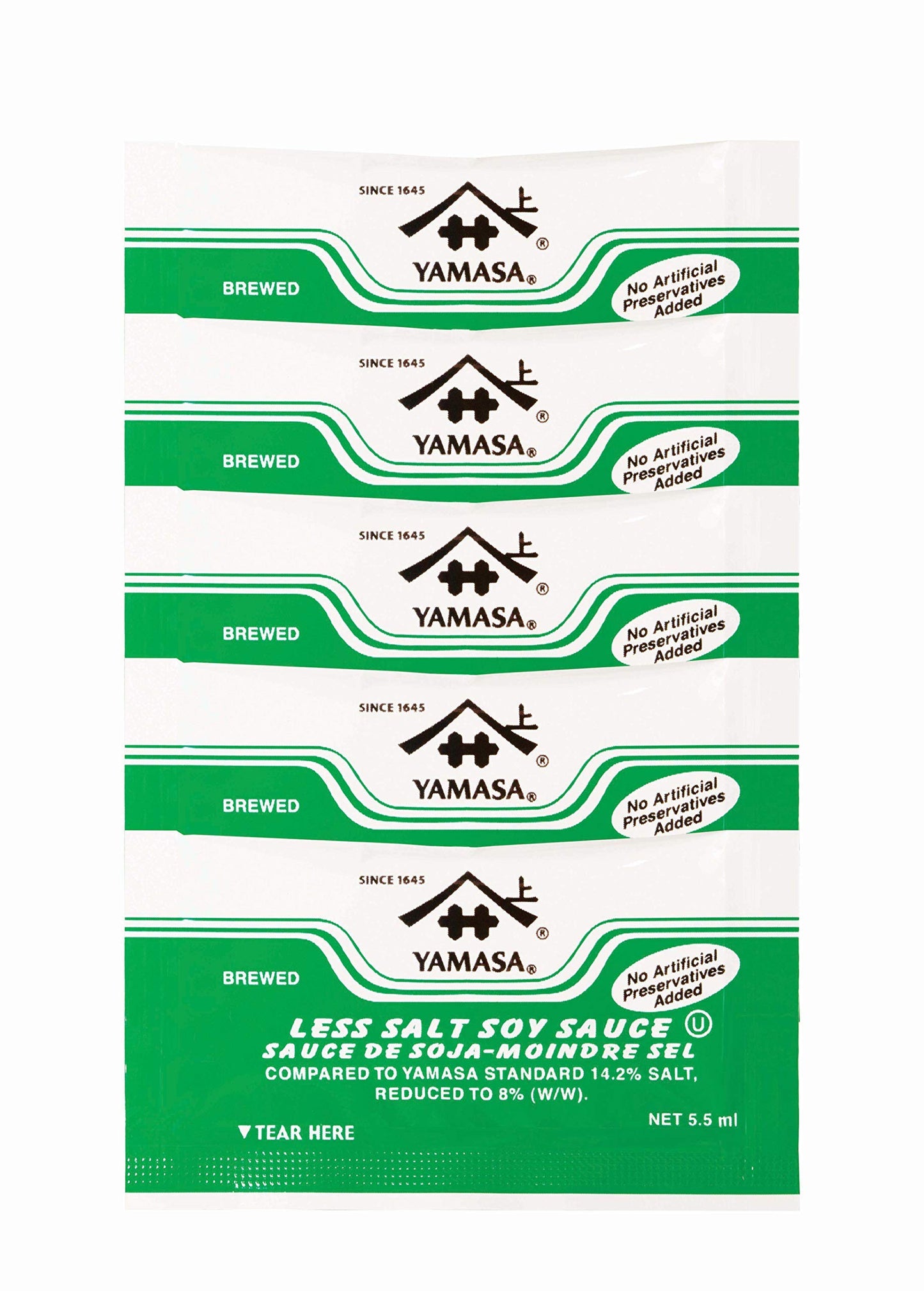 Yamasa Less Salt Soy Sauce Full Flavor Japanese Brewed Soy Sauce Packets With Reduced Sodium 500 5.5Ml Individual Portion Packs