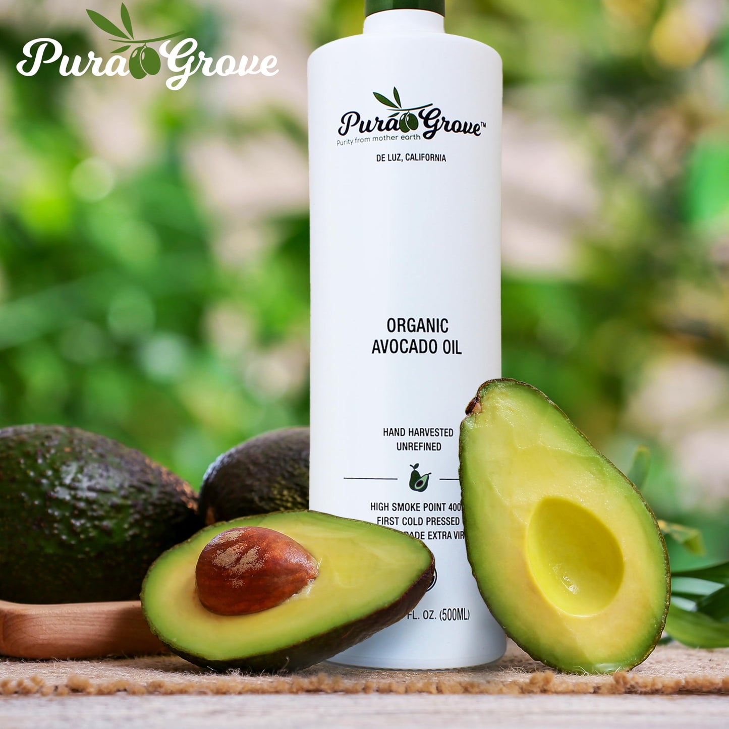 Pura Grove Organic Avocado Oil For Cooking - High Smoke Point Cold Pressed enhanced Grade Avocado Oil - 16.9 Fl Oz Opaque Glass Bottle