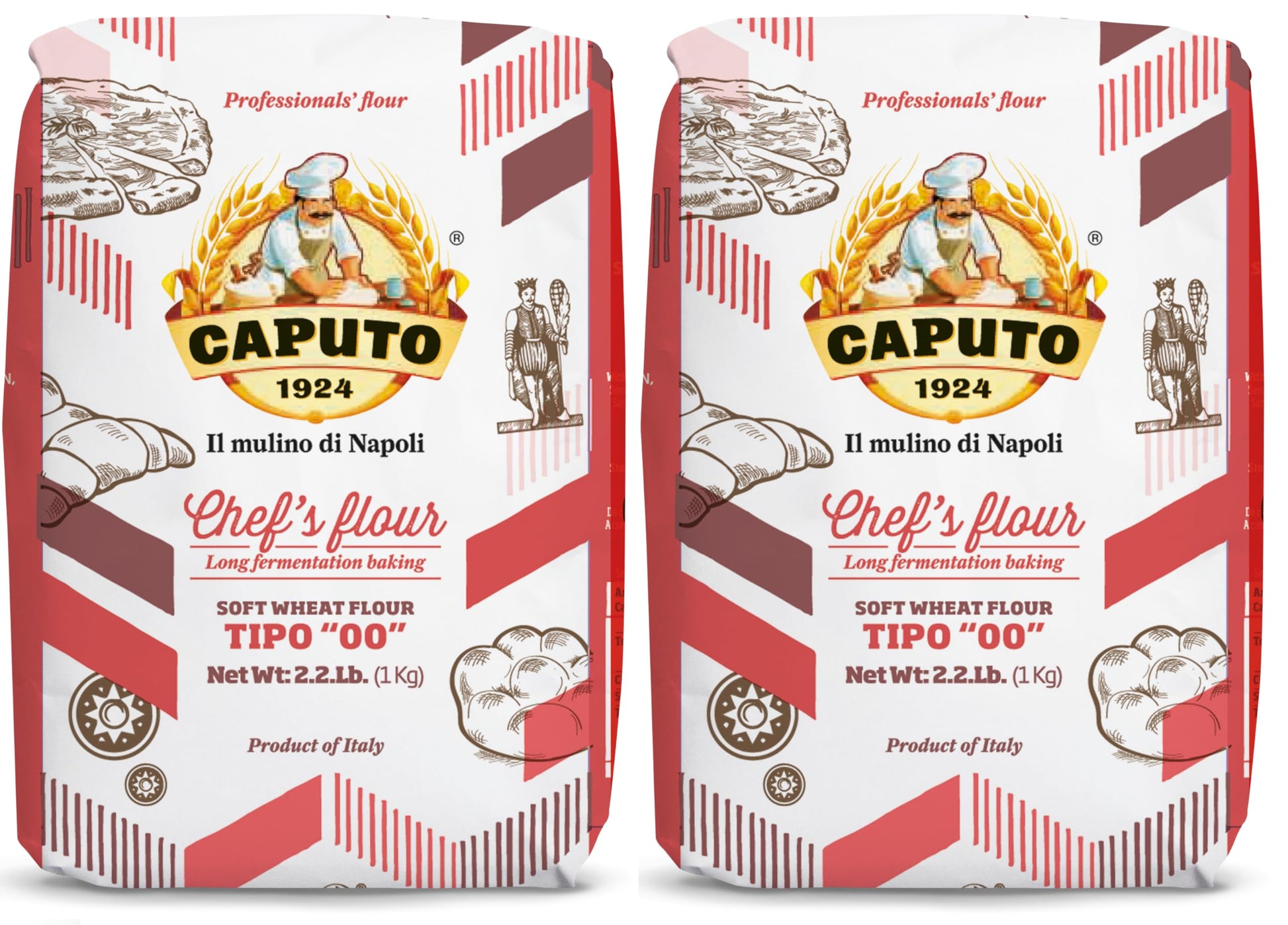Antimo Caputo Chefs Flour 2.2 Pound (Pack of 2) - Italian Double Zero 00 - Soft Wheat for Pizza Dough  Bread  & Pasta
