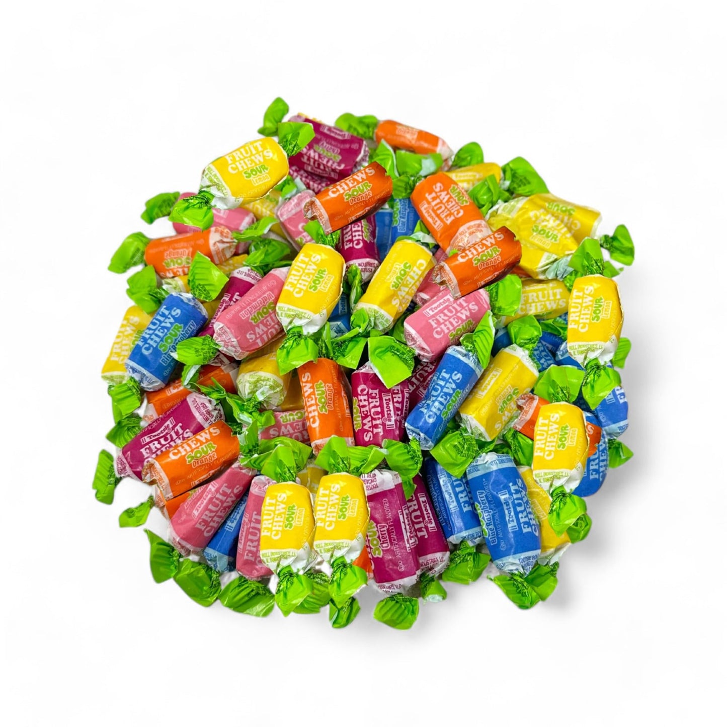 Sour Fruit Chews Assorted Candy Mix, 5 Tangy Flavors, Sour Tootsie Roll Taffies, Gluten Free & Peanut Free, Perfect For Parties