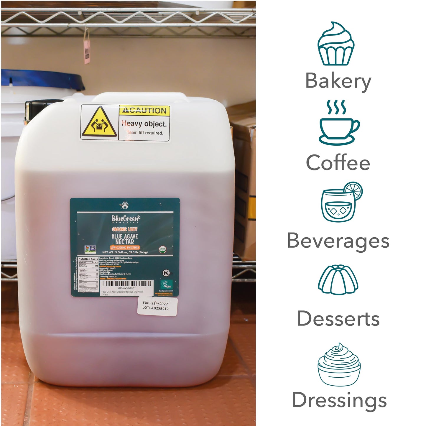 BLUE GREEN ORGANICS, Agave syrup, Agave, Gluten Free, Organic, Sweetener, coffees, pancakes or any baked good, Family-friendly,