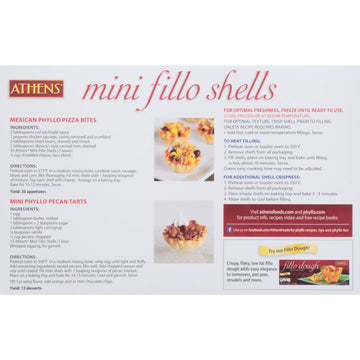 Athens Mini Fillo Dough Shells 1.9 Oz [54g] (2-Packs, 15 Shells/Pack)