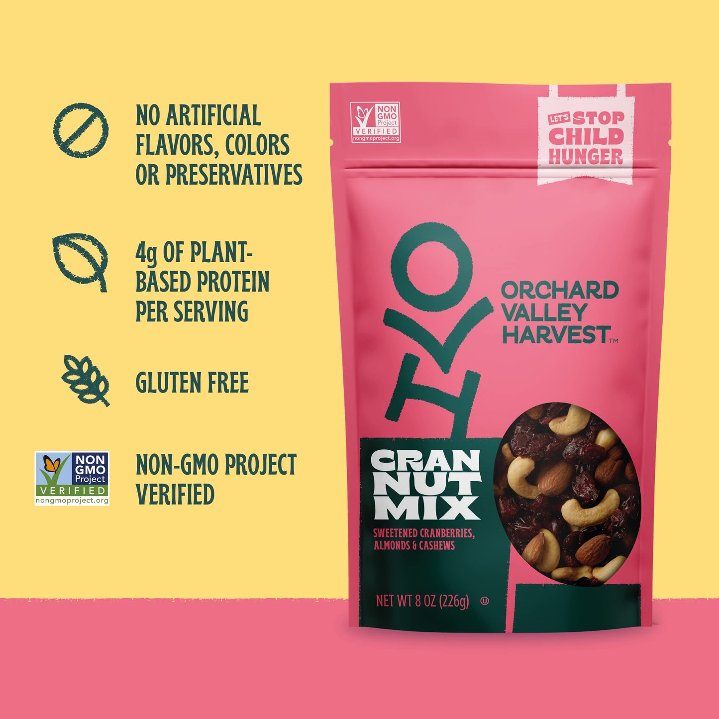 Orchard Valley Harvest Cran Nut Mix, 1.85 Oz (Pack Of 14), Sweetened Cranberries, Almonds, And Cashews, Gluten Free, Resealable