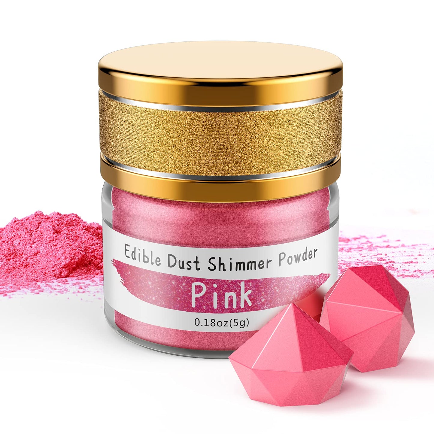 Jelife Pink Edible Luster Dust for Drinks - 5 Grams Food Grade Cake Glitter Dust Shimmer Powdered, Edible Metallic Powder Food C