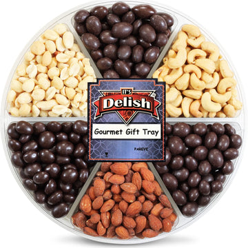 Its Delish Gourmet Chocolate and Salted Nuts Gift Tray - 6 Piece Assortment for New Year, Birthdays, and Special Events