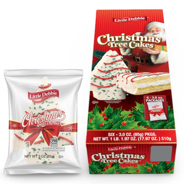Little Debbie Christmas Tree Cakes - Vanilla | Mega Sized 3 oz Single Serve Snack Cakes, 6 Per Box