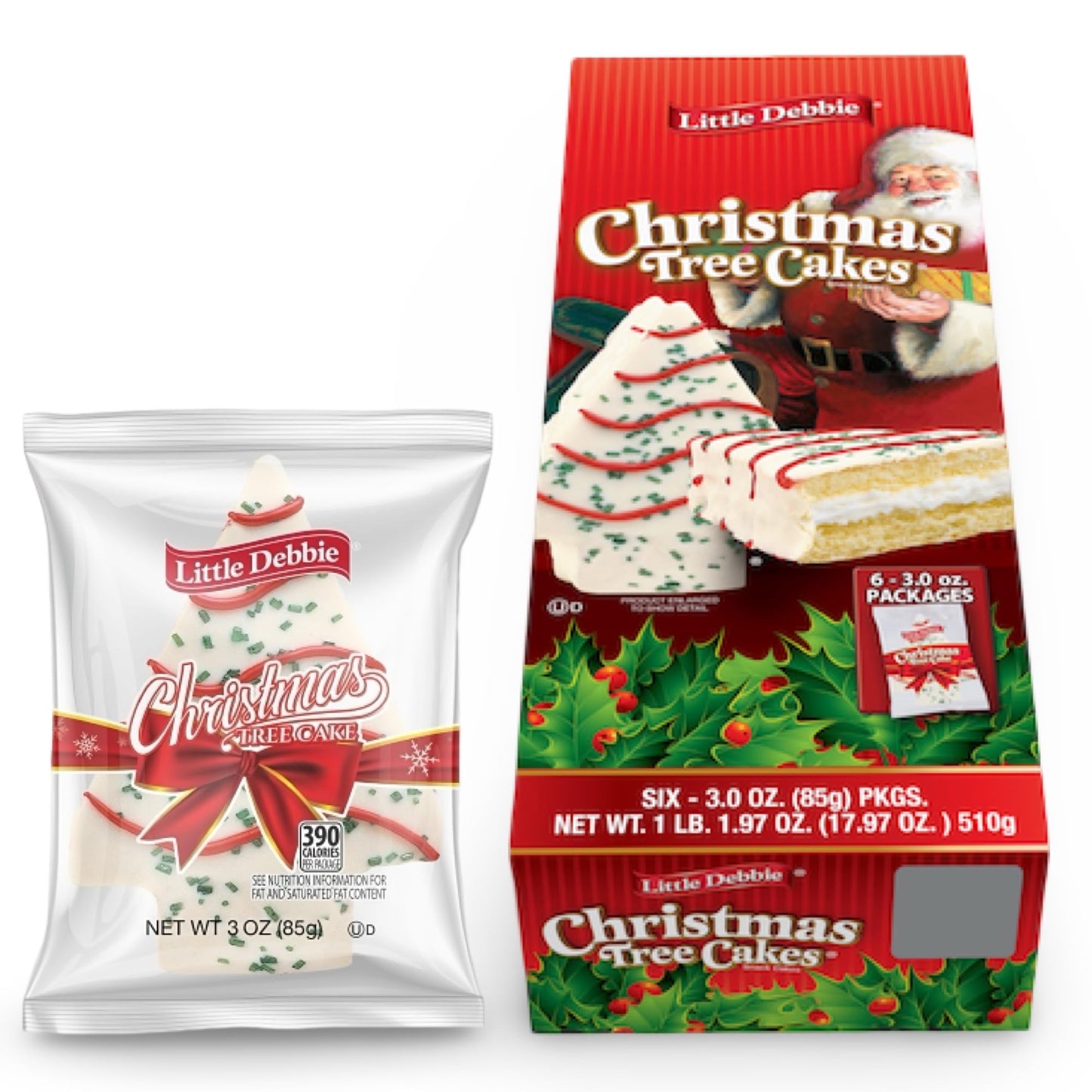 Little Debbie Christmas Tree Cakes - Vanilla | Mega Sized 3 oz Single Serve Snack Cakes, 6 Per Box, 9 Box Case (54 Total Cakes)