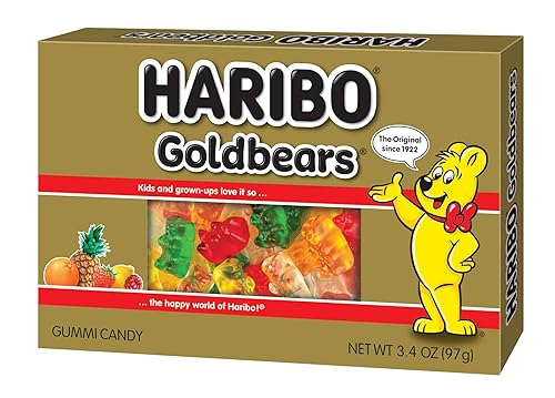 Haribo Gummi Candy, Original Goldbears, 3.4 Oz. Bag (Pack Of 12)