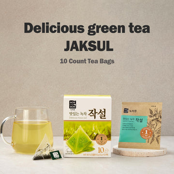 [Nokchawon] Delicious Green Tea Jaksul Teabags, Premium Pure Green Leaf, Smooth And Aromatic Green Tea, 10 Tea Bags, 15G (0.52Oz