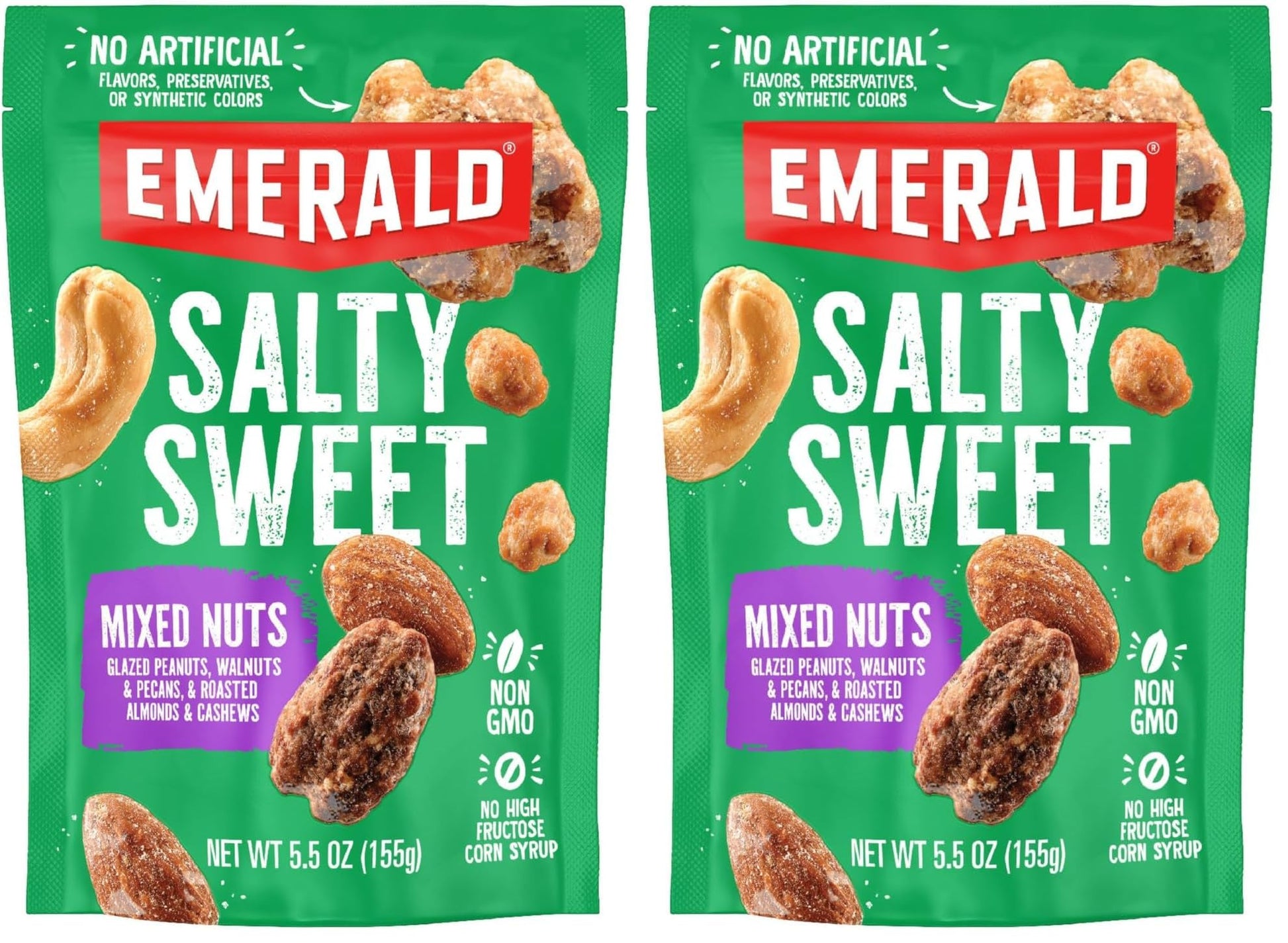 Emerald Nuts, Salty Sweet Mixed Nuts, 5.5 Oz (Pack of 2)