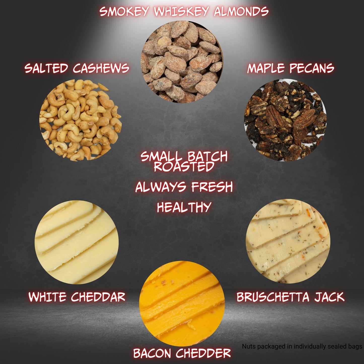 SUGAR PLUM Cheese and Nuts Gift Basket - 1.5 lbs, Includes Cashews, Almonds, Pecans, Jack and Cheddar Cheeses, Perfect for Gifting