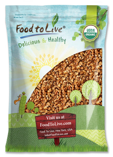 Food to Live Organic Walnut Pieces, 7 Pounds - California Chandler Variety. Medium Size. Non-GMO. Rich in Omega-3, Antioxidants,
