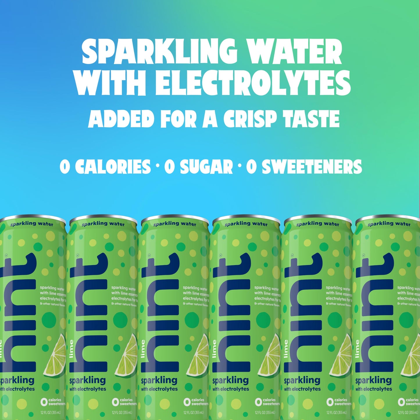 Hint Sparkling Water, Lime Flavor, Zero Calories, Sugar Free, 12 Fl Oz Cans, Pack of 12