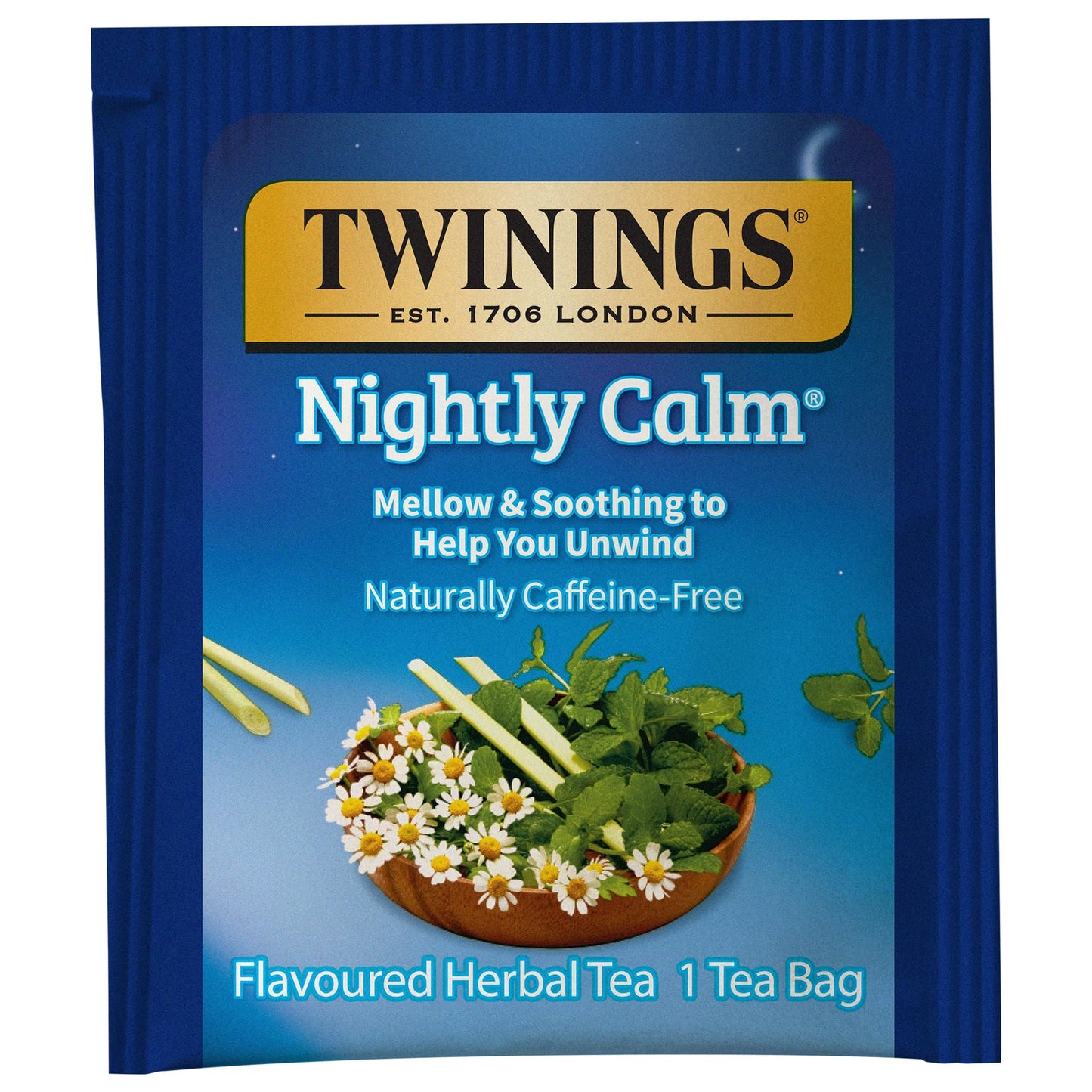 Twinings Nightly Calm Herbal Tea - Spearmint & Lemongrass, Caffeine-Free, 20 Count (Pack of 6)