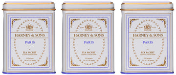 Harney & Sons Paris Black Tea Sachet Collection, All Natural - Classic Tin Of 20 Sachets, 1.4 Ounce 20 Count (Pack Of 3)