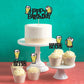 Ercadio malt-inspired Party Cupcake Toppers, 25 PCS, Happy Birthday Decor, Black-25
