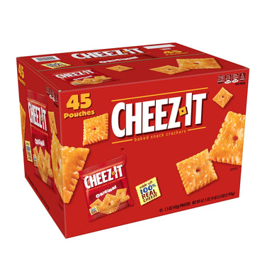 Cheez-It Baked Snack Cheese Crackers, Original, Single Serve, 1.5 Oz Bags (45 Count)