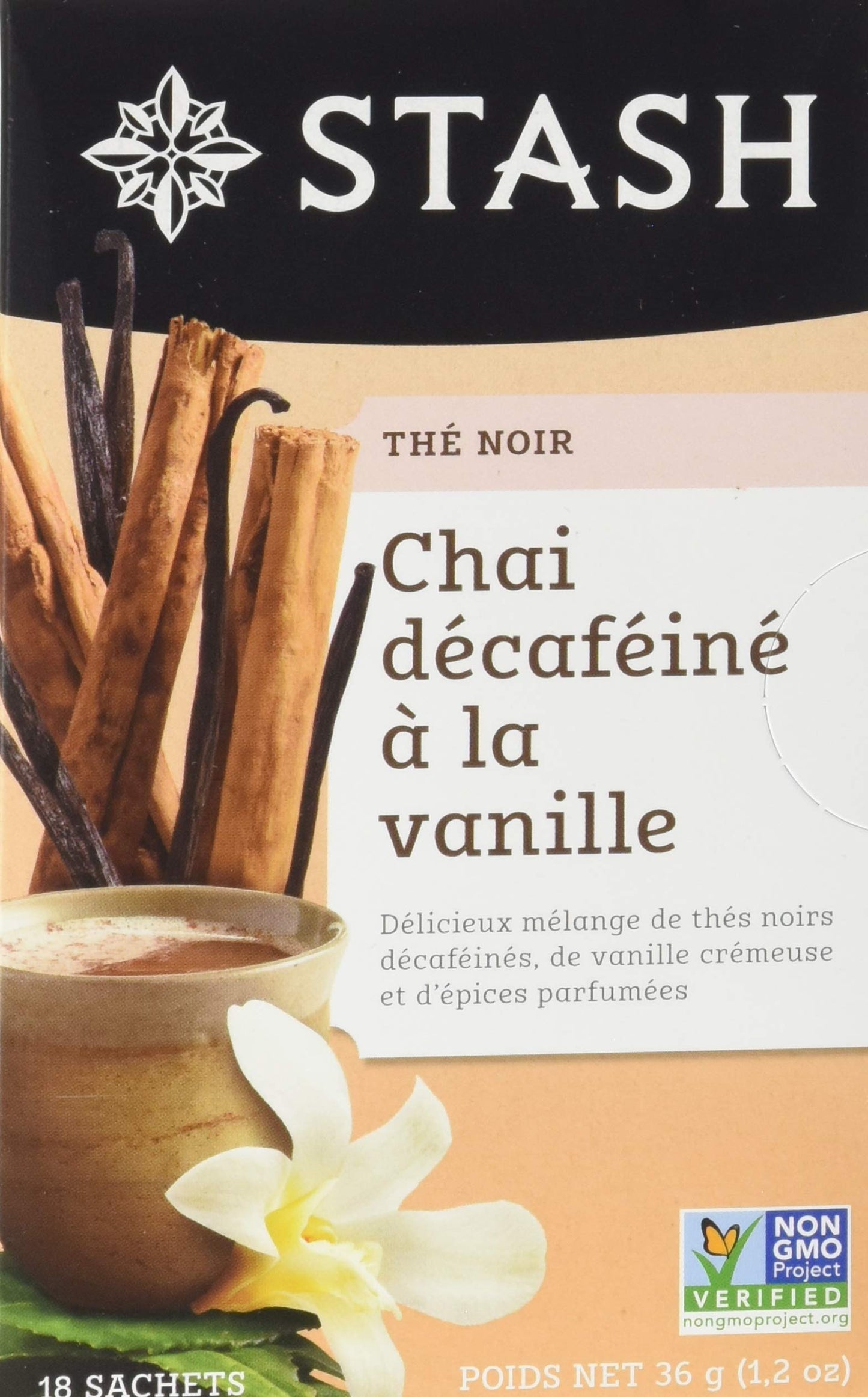 Stash Tea Decaf Vanilla Chai Tea, 6 Boxes With 18 Tea Bags Each (108 Tea Bags Total)