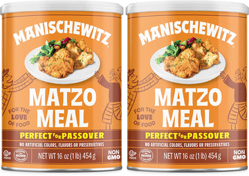 Manischewitz Matzo Meal, 16 Oz Resealable Canister, (2 Pack - Total 2Lbs) Kosher For Passover
