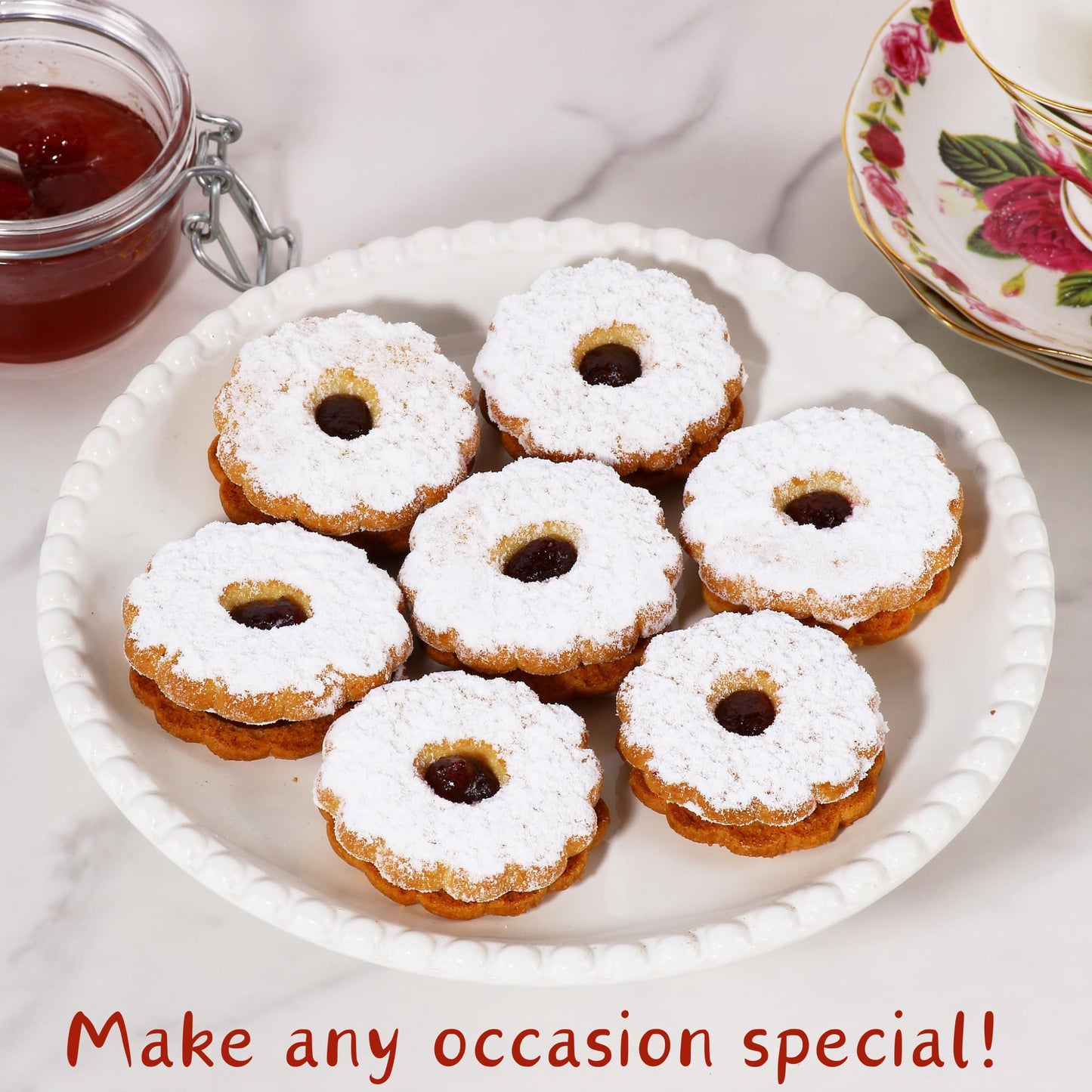 Linzer Tart Cookies | 10 Individually Wrapped Shortbread Cookies | Fresh & Delicious Italian Cookies | Linzer Tortes | Jelly Fil