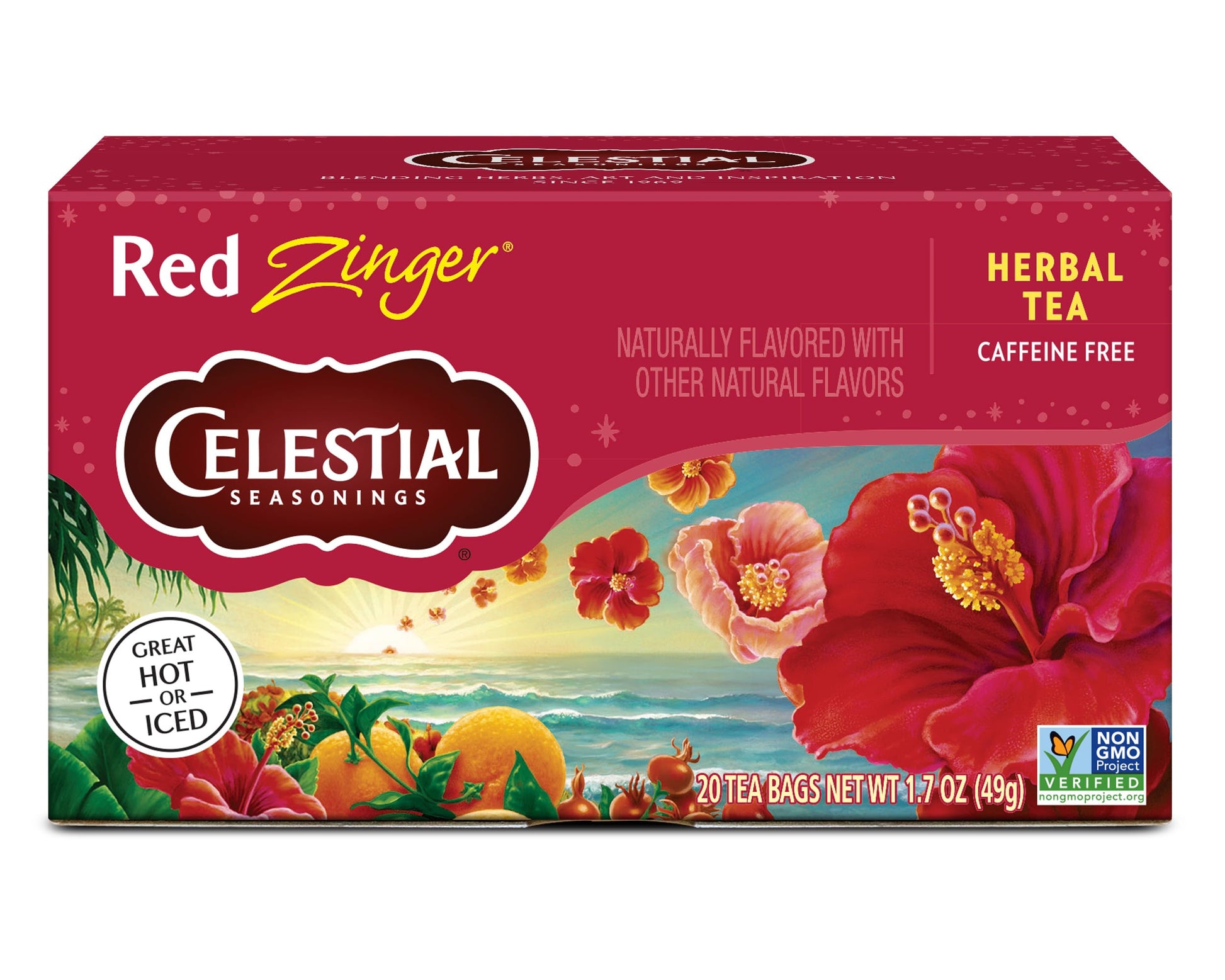 Celestial Seasonings Herbal Tea Red Zinger, 20 Count, Red, Model 48867