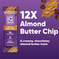 IQBAR Brain and Body Plant Protein Bars - Almond Butter Chip - 12 Count, Low Carb, High Fiber, Gluten Free, Vegan Snacks - Low S
