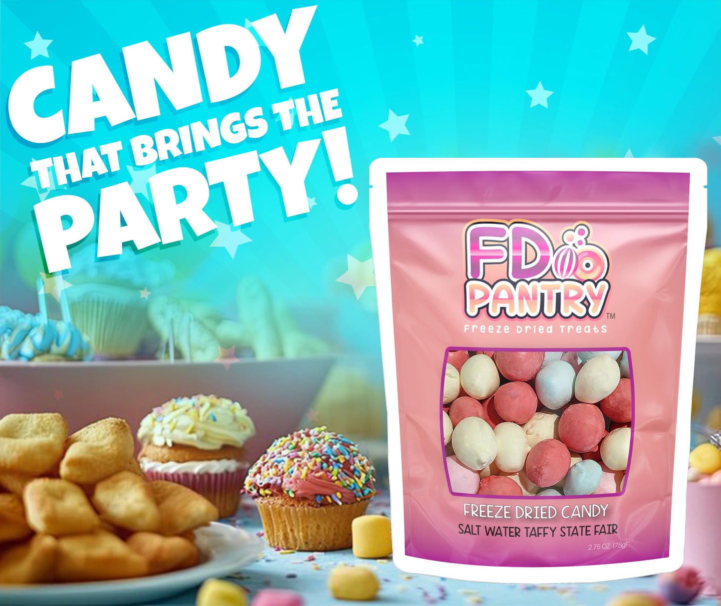 Freeze Dried Candy - Freeze Dried Salt Water Taffy Treats (State Fair Mix 2.75 Oz)
