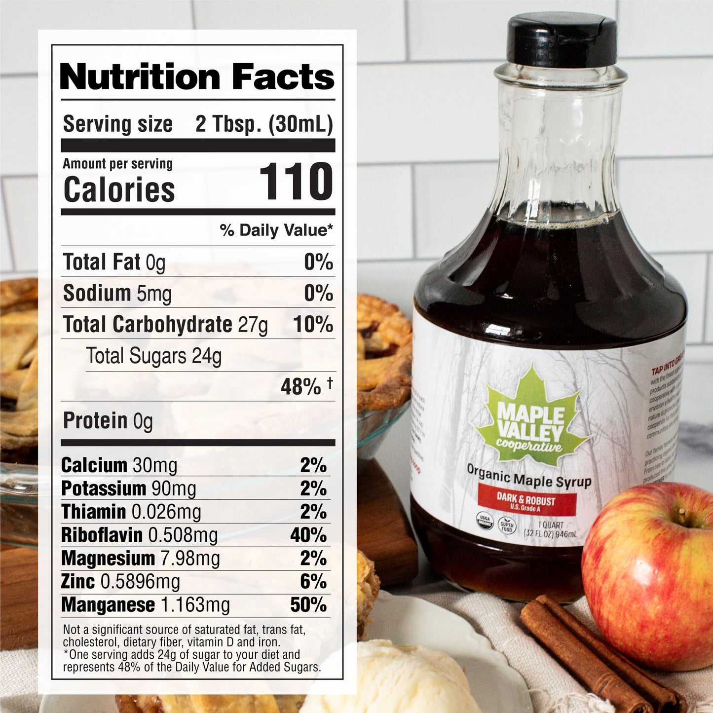 Maple Valley Organic Pure Maple Syrup, Dark & Robust, 64 Fl Oz Plastic Jug