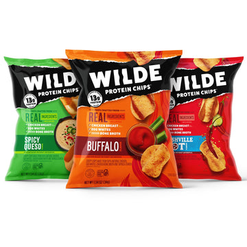 Wilde Spicy Protein Chips Variety Pack, Buffalo, Spicy Queso, Nashville Hot, Thin And Crispy, Protein Snack, Keto Chips, Made Wi