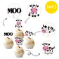24 Pcs Cow Cupcake Toppers Glitter Farm Animals Moo Cupcake Picks Cow Theme Baby Shower Kids Birthday Party Cake Decorations Sup