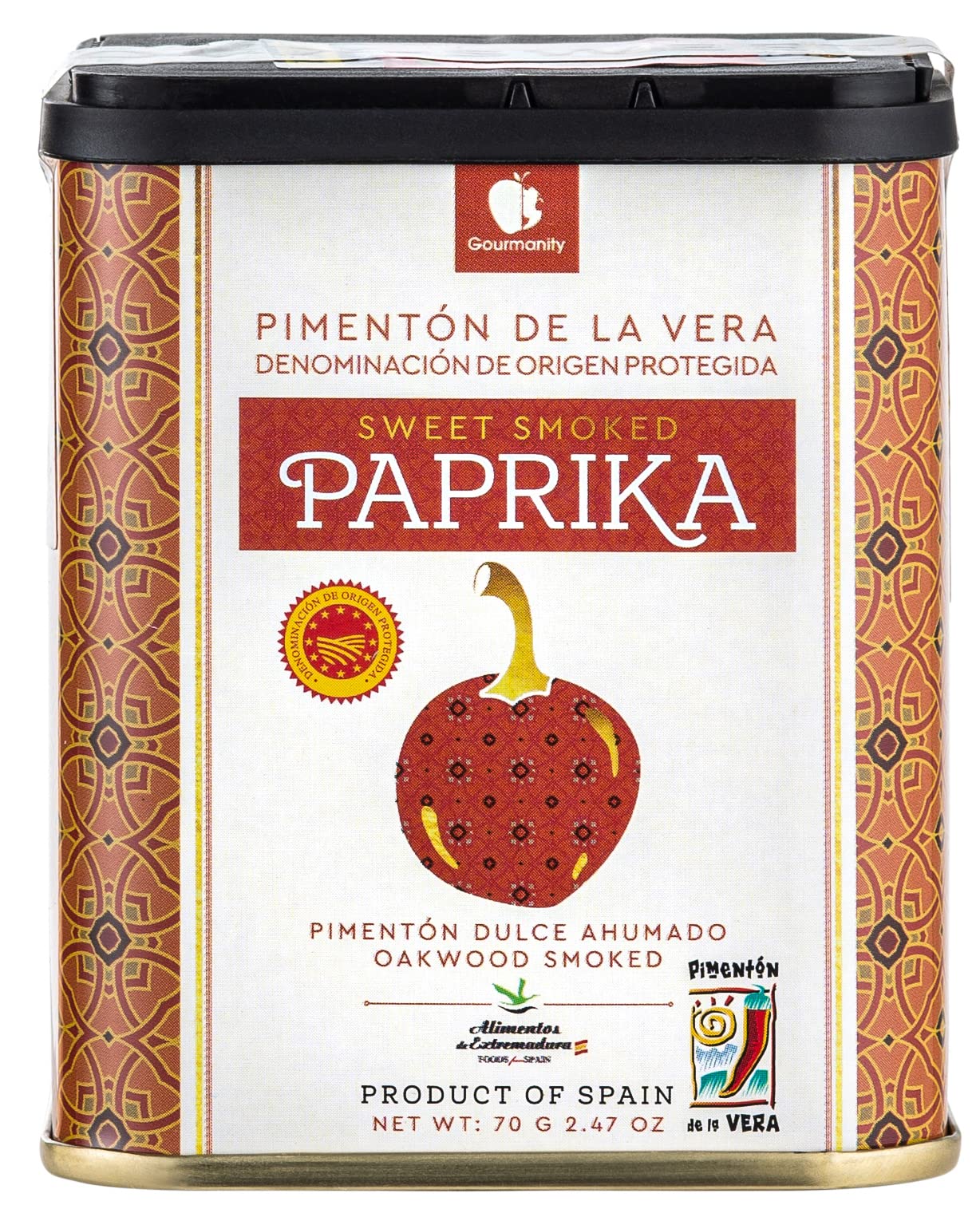 Gourmanity Spanish Sweet Smoked Paprika Powder, 2.5 oz, Oak Wood Smoked, Gluten Free, Kosher