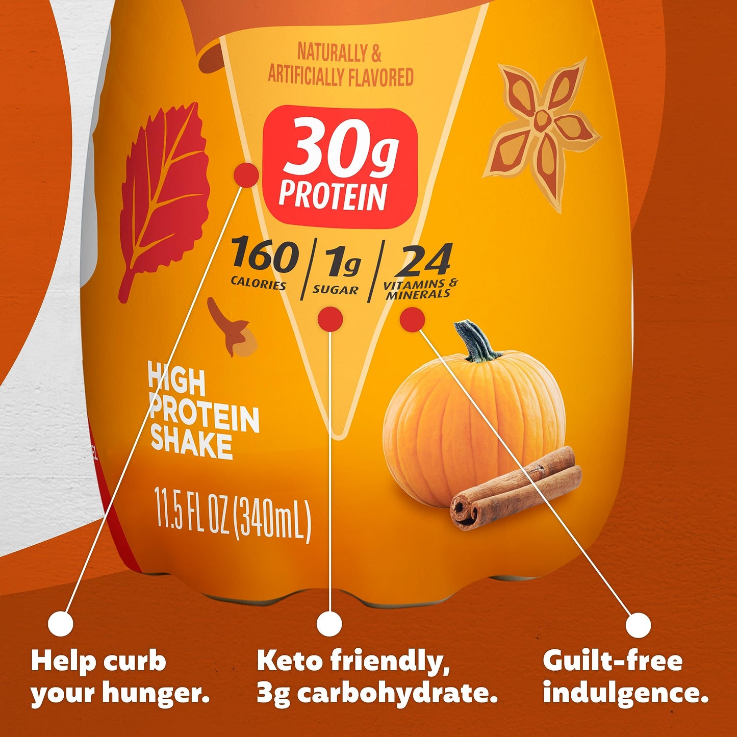 Premier Protein Shake Pumpkin Spice Limited Edition 30g Protein, 1g Sugar, 11.5 Fl Oz (Pack of 12)