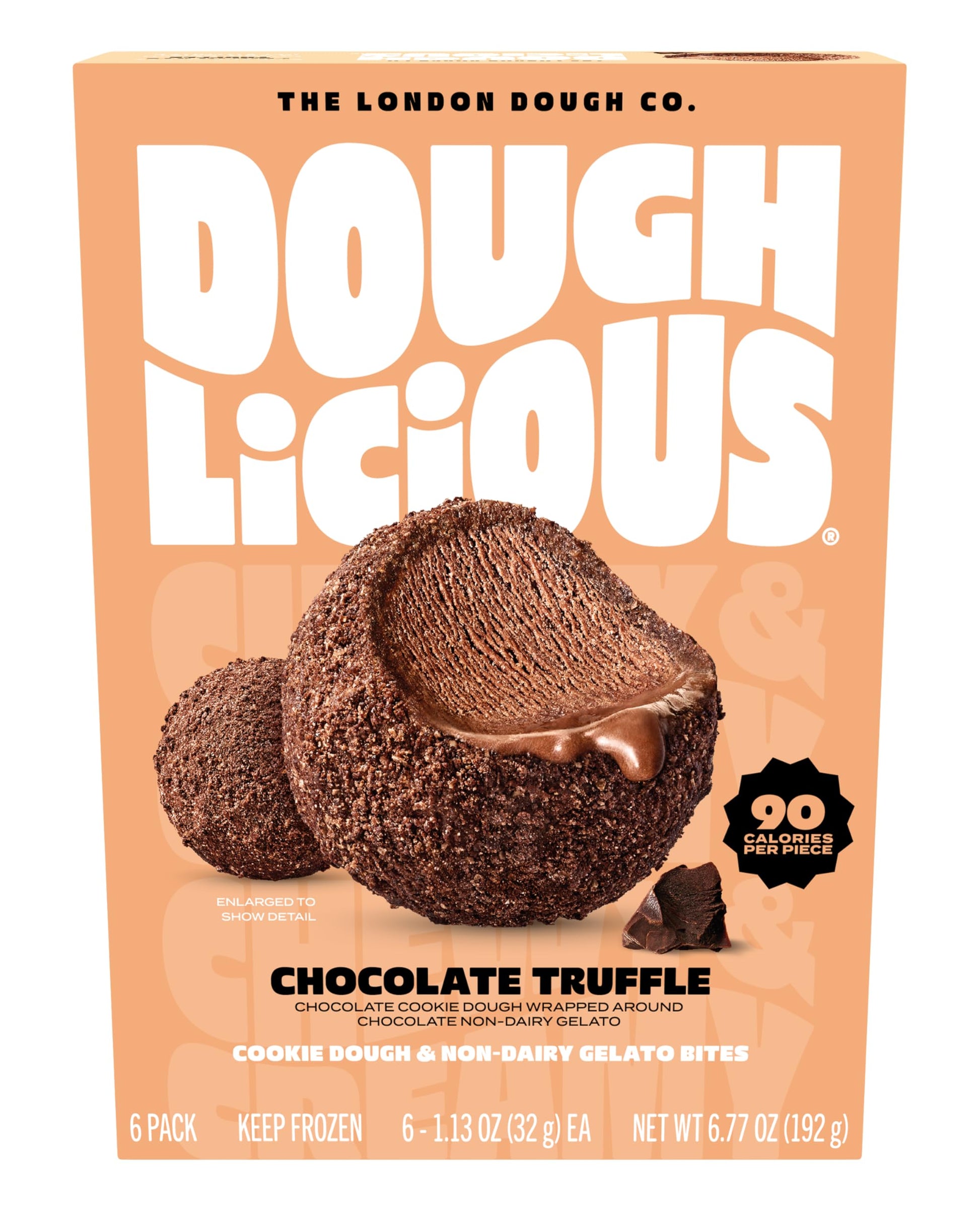 DOUGHLICIOUS Chocolate Truffle Cookie Dough & Gelato Bites, 6.77 OZ